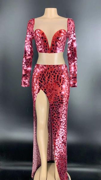 

luxurious shine sequined women dress many colors available charming o neck long sleeve women party dress with high side split, Black;red