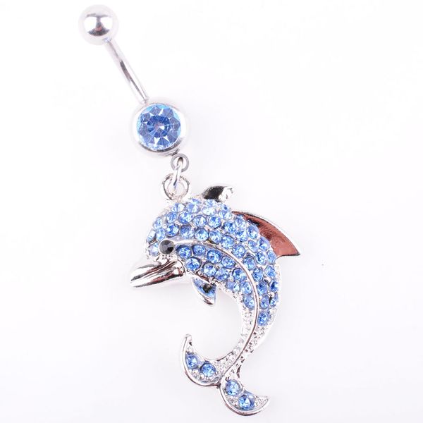 

d0042 ( 3 colors ) nice style belly button navel rings body piercing jewelry dangle accessories fashion charm dolphin 20pcs/lot, Silver