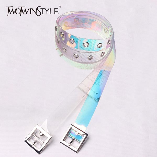 

twotwinstyle belt for women basic transparent pvc cummerbund female 2020 korean casual accessories, Black;brown
