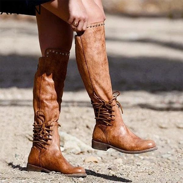 

2020 новых женщины моды мотоциклы сапоги зима утолщенного keep warm long boots квадратного каблук узелок botas mujer, Black