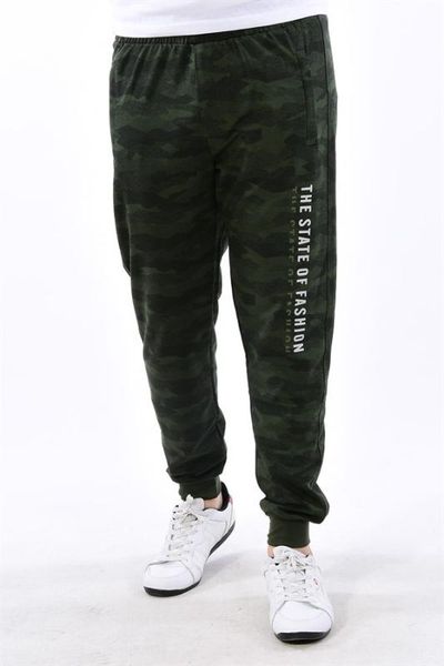 

male tight-fitting trotting camouflage khaki tracksuit bottom 2471, Black