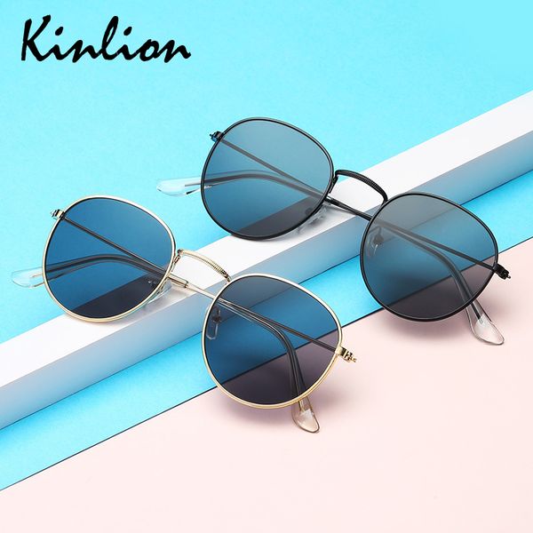

kinlion vintage round metal sunglasses women mens oversized sunglasses retro classic ladies oculos gafas feminino sun glasses, White;black