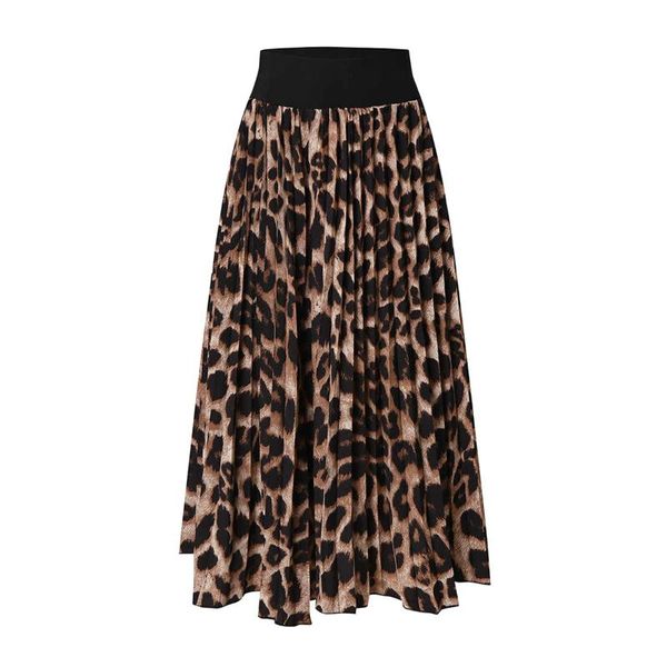 

women's leopard print elasticated high waist pleated design skirt fashion mini skirt (s/m/l/xl, Black