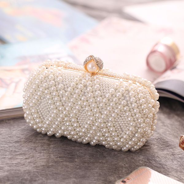 

women clutch bag pearl beaded party bridal handbag wedding evening purse