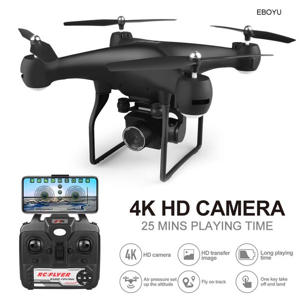 

eboyu f68 wifi fpv rc drone 4k / 1080p wide angle adjustable esc hd camera altitude hold rc quadcopter drone -25min flight time