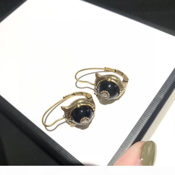 

e new retro leopard head single diamond fashion personality designer earrings luxury designer jewelry women earrings, Golden