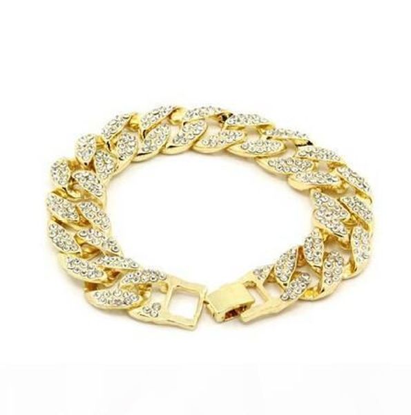 

майами кубинского link chain позолоченных iced out hip hop bling 15мм 30inches хип-хоп цепь 8inches браслета, Silver