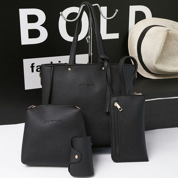 

ladies hand bags women bags plain sets 4pcs leather shoulder bag crossbody bag clutch card package handbags bolsa feminina