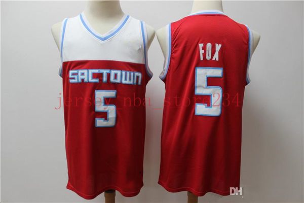 

2019/20 city new edition fox authentic sacramento kings jersey vintage 5 de;aaron fox red basketball jerseys edition city, Blue;black