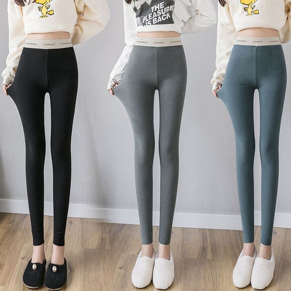 

повседневный письмо печати лоскутное высокой талией леггинсы lady мягкий эластичный тонкий стрит карандаш брюки женщины фитнес спорт push up, Black