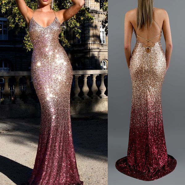 

glitter spaghetti strap boho maxi woman dress v neck long vintage beach dresses sheath with sequins party vestido, Black;gray