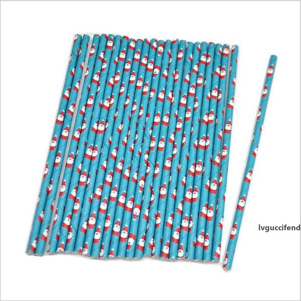 

196*6mm colorful disposable straws drinking paper straws for bar birthday wedding decoration christmas party santa claus straw