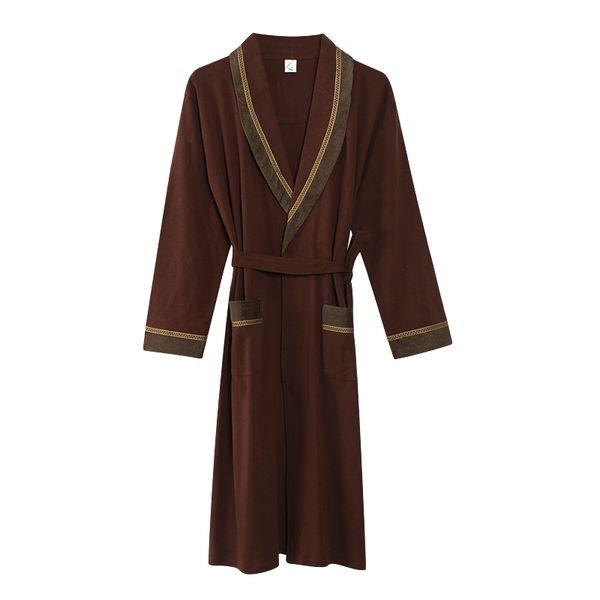 

коричневый цвет cotton robe мужской v-образный вырез халата с длинным рукавом мужские халат осень рясы mens ванны , l, xl, xxl, xxxl, Black;brown