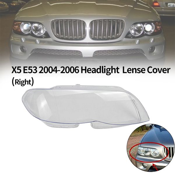 

1pcs car headlight head light lamp lense clear lens cover for- x5 e53 2004-2006 headlight lens cover(right