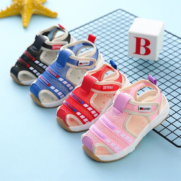 

boys' sandals 2020 new baotou soft bottom er tong bao sandals children's shoes children's boys' 3-year-old 2-tide shoes, Black;red