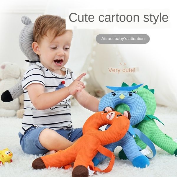 

baby anti-fall toddler headrest pad head pillow protective headrest anti-fall cap breathable baby child head protective pad artifact, Blue;gray
