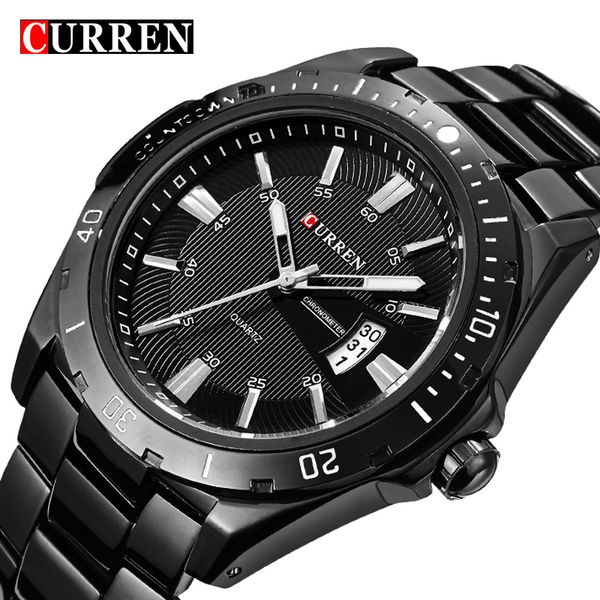 

wristwatches curren full stainless steel watch black analog sport men's quartz business casual wristwatch relogio male, Slivery;brown