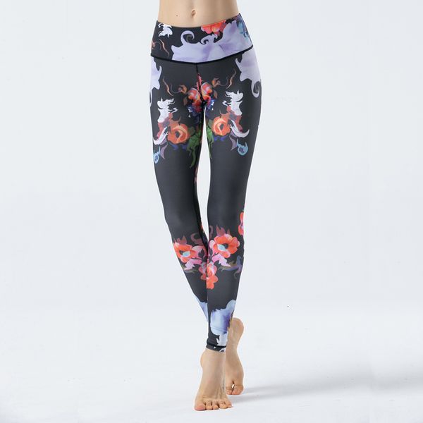 

yoga outfits blossoms tight women flower printed pants high waist stretchy compression sport tights sportswear leggings, White;red