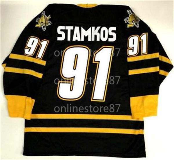 

vintage man steven stamkos sarnia tampa embroidered hockey jerseys customize any name and digit jersey, Black