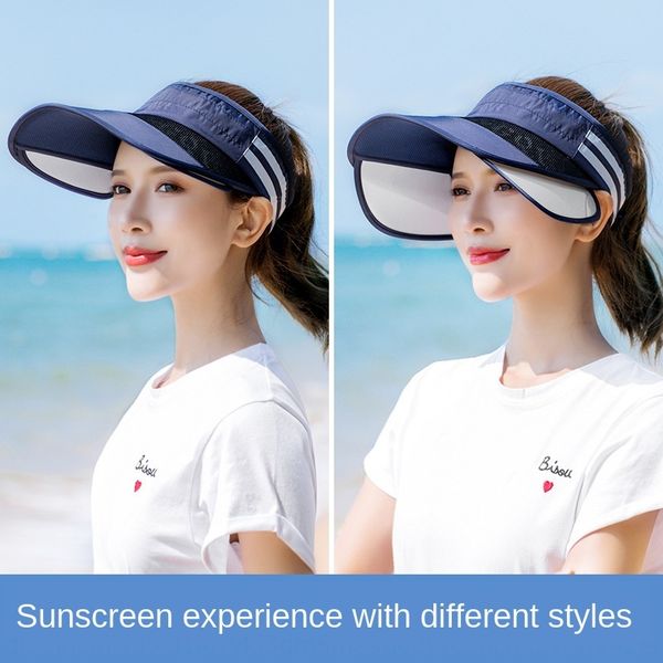 

new women's summer sunscreen sunscreen sun hat sports outdoor korean style uv-proof travel fashion empty hat, Blue;gray