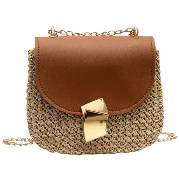 

солома сумки на ремне, малый закрылков crossbody для женщин сплетенный мешок женский ретро-бич rattan chain плетеные