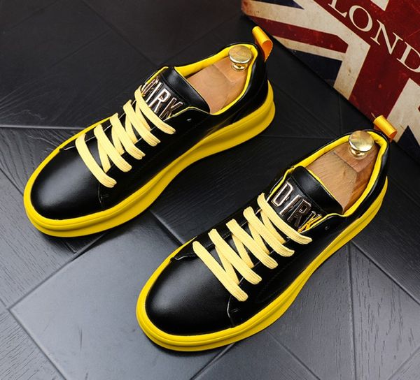 

popular men's luxe designer mixed color lace-up casual flats shoes moccasins skateboard shoes sapato social masculino b80, Black