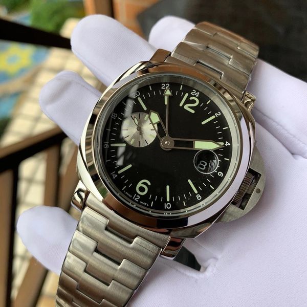 

luxury men watches automatic movement 45mm dial stainless steel strap men waterproof wristwatches luxury men luminous watches v7, Slivery;brown