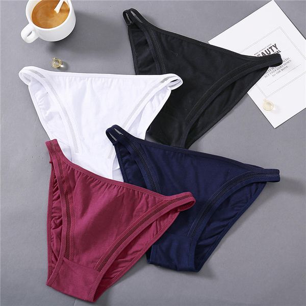 

women's panties women underwear waist hollow cotton briefs for girls low-rise bikini female lingerie comfortable underpants, Black;pink