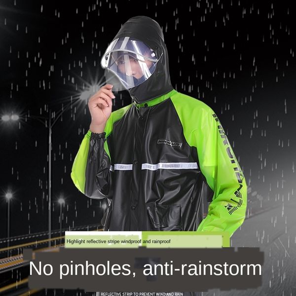 

jzv2s motorcycle motorcycle vehicle electric vehicle raincoat and rain pants set rainproof rainproof clothes thickened split riding electric, Black