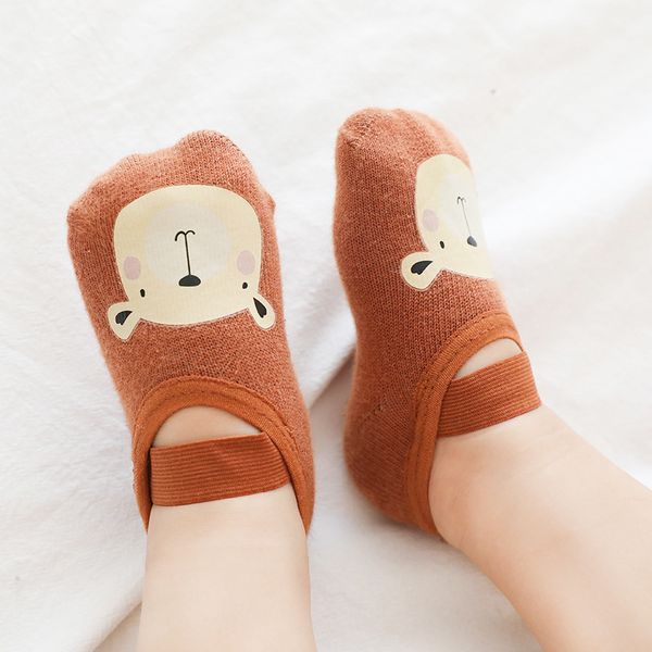

2020 new baby floor socks cartoon printed rubber baby socks children non-slip toddler shoes and, Pink;yellow