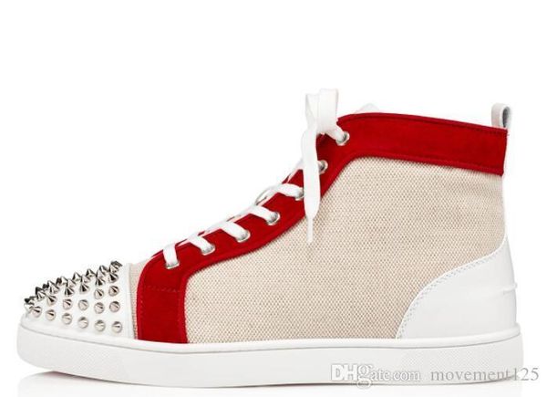 

perfect quality fashion spikes red bottom sneakers shoes lover design women,men canvas leather outdoor leisure casual walking eu35-46, Black