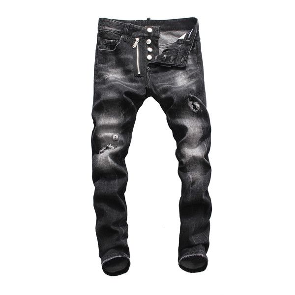 

luxury fashion designer new men's ripped jeans men's jeans men's bike print slim-fit jeans high-quality pants jogger comfort, Blue