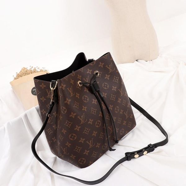 

new new arrival womens leather bucket bag handbag drawstring ladies shoulder bag messenger luxury fashion style crossbody bags