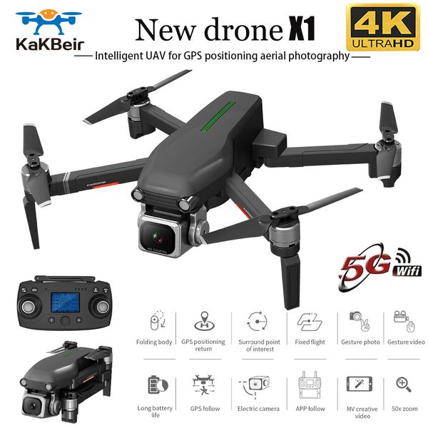 

new x1 rc drone with gps hd 4k camera 5g wifi brushless motor control distance 1000m flight 28 minutes boy's gifts vs l109 f11