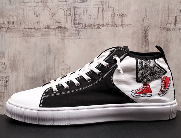

2020new korean version of the autumn men's casual canvas shoes low-skateboard shoes breathable patchwork wild trend sneakers, Black