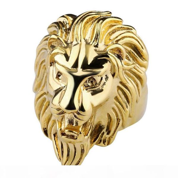 

fashion lion band ring gold steel color mens rings 316l stainless steel jewelry for mens jewelry wedding love ring anillos for cool men, Golden;silver