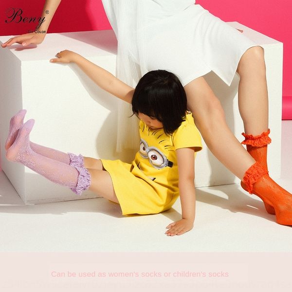 

japanese art silk socks candy color lace stockings beny mycolor female korean double-layer lace hollow stockings, Pink;yellow