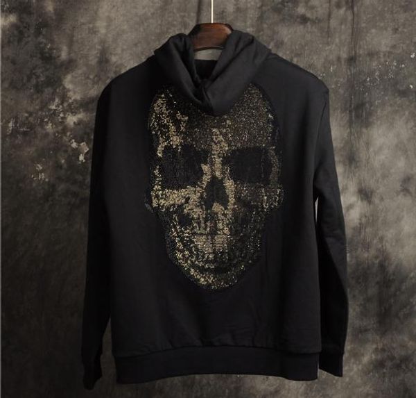 

2019 new hooded men's sweater loose comfortable fashion skull pattern designer custom sweater plus size m-4xl, Black