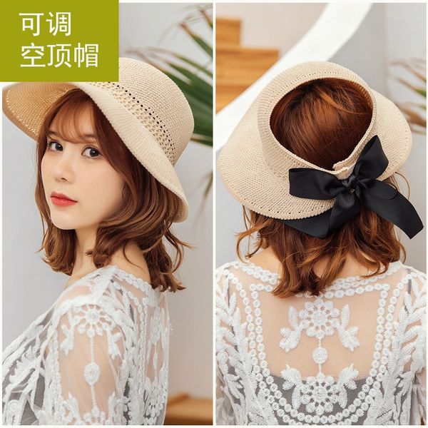

women's foldable straw straw korean summer sun hat outdoor sun hat, Blue;gray