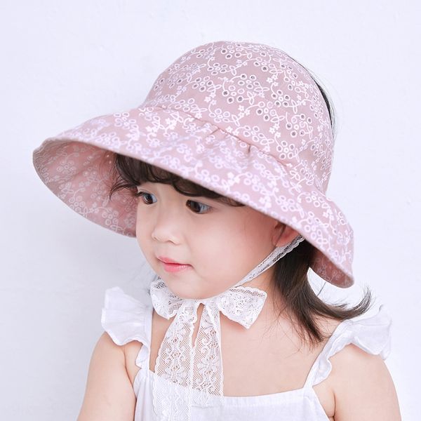 

qiu nan children's empty baby beach autumn south children's sun sunscreen girl's hat summer thin big brim sun hat, Blue;gray