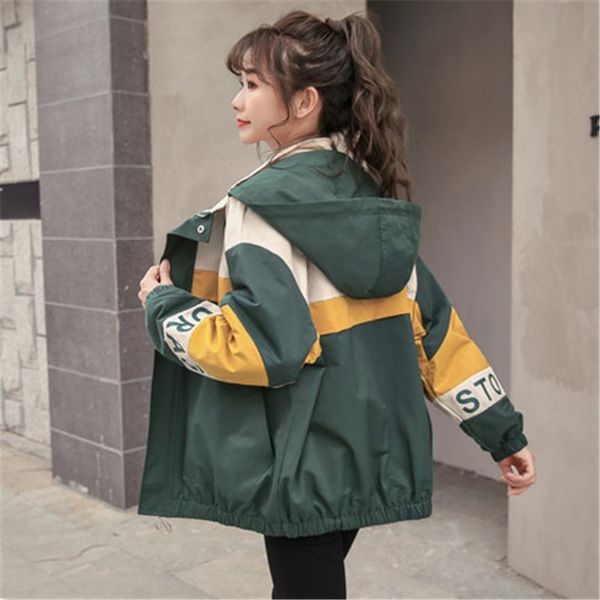 

harajuku style jacket female 2020 new spring autumn korean loose retro ladies short windbreaker women outerwear g448, Black;brown