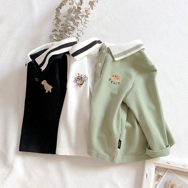 

boys' polo base fashionable fan babies' boys' long-sleeved t-shirt autumn clothes t-shirt autumn clothes 35, Blue