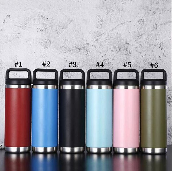 

18oz handle stainless steel cup 6 colors double wall vacuum beer kettle flasks outdoor camping sport bottles sea shipping ljjo8201