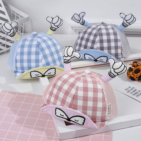 

welfare] hat autumn new korean style cartoon children's baseball hat men's baseball baby cap and women's baby cap, Blue;gray