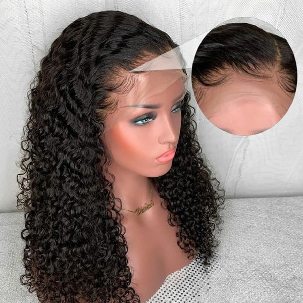 

lace front human hair wigs 13*4 brazilian kinky curly human hair wig preplucked with baby hair beaudiva curly lace front wig, Black