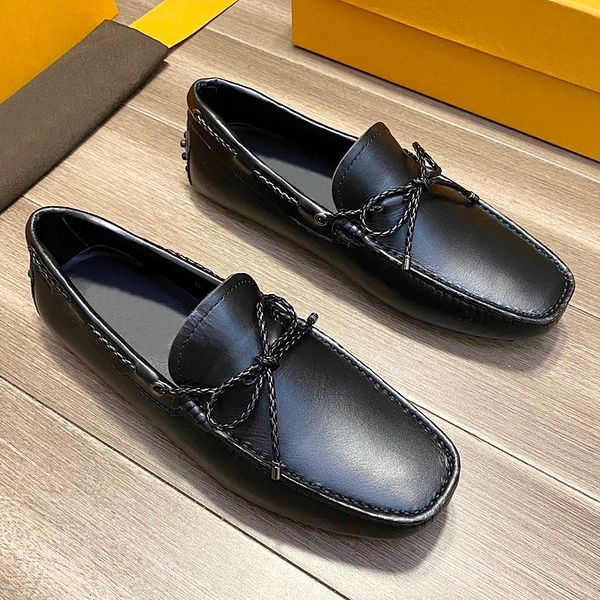 

new highquality mens casual bowknot leather shoes, nonslip wearresistant flat loafers, pedal driving shoes, stylish loafers with origina qwa, Black