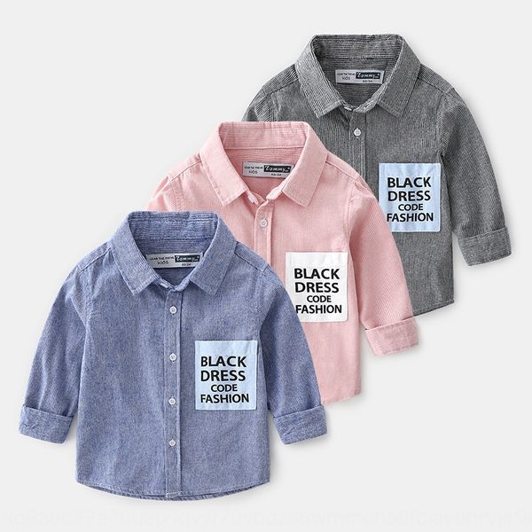 

2019 boys' letter pocket autumn new baby pure cotton shirt korean fashionable children's long-sleeved shirt, White;black