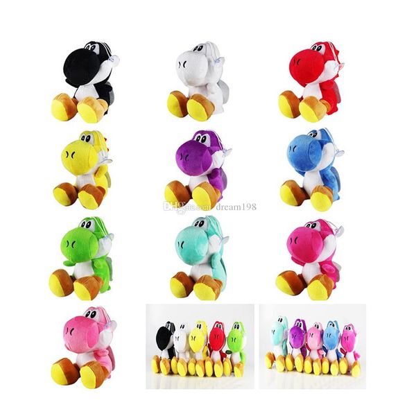 

17cm 10 color luigi bros yoshi dinosaur dragon colorful plush toy pendants keychains stuffed dolls