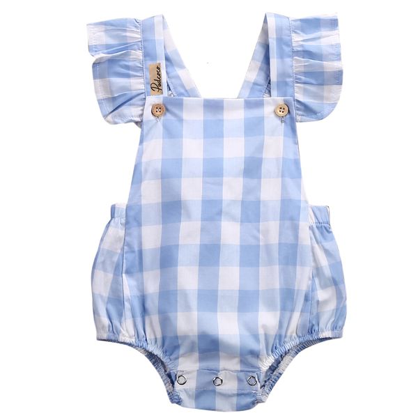 

hi hi baby store uk newborn infant baby girls checked romper playsuit outfits baby grow 0-18m, Blue