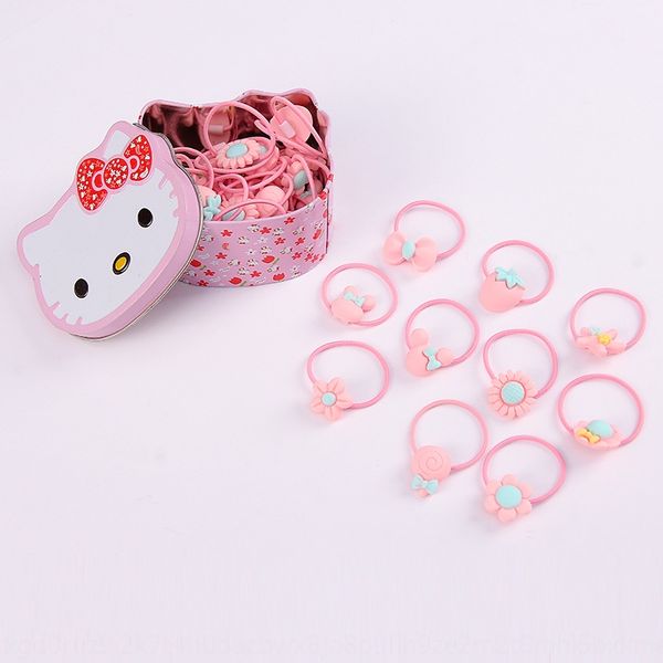 

korean children girls frosted paint baby color hair rope head accessories boxed rubber hair band rubber band 40, Slivery;white